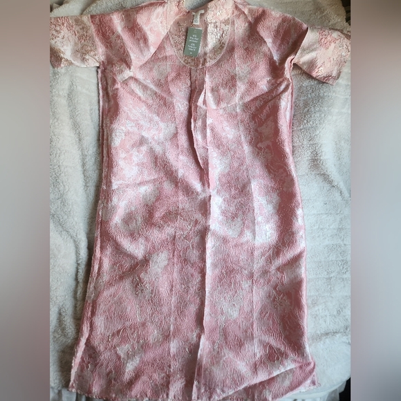 H&M Ramadan Modest Collection Brocade Kaftan Dress Light Pink sz M NWT - Picture 7 of 16